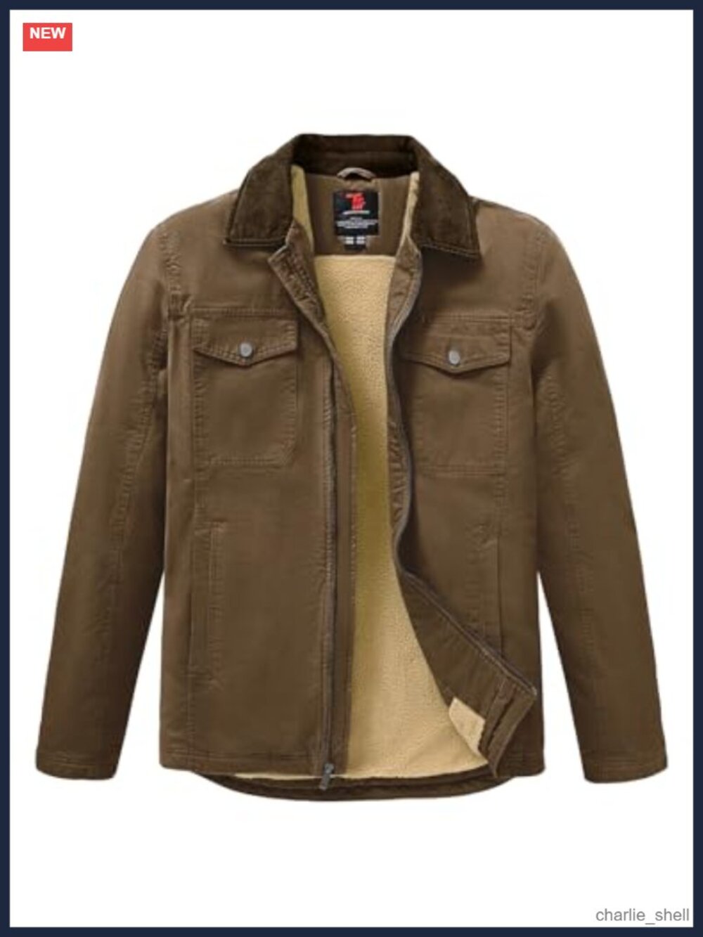 Canvas Work Jacket Sherpa Lined Full Zip Winter Coat
